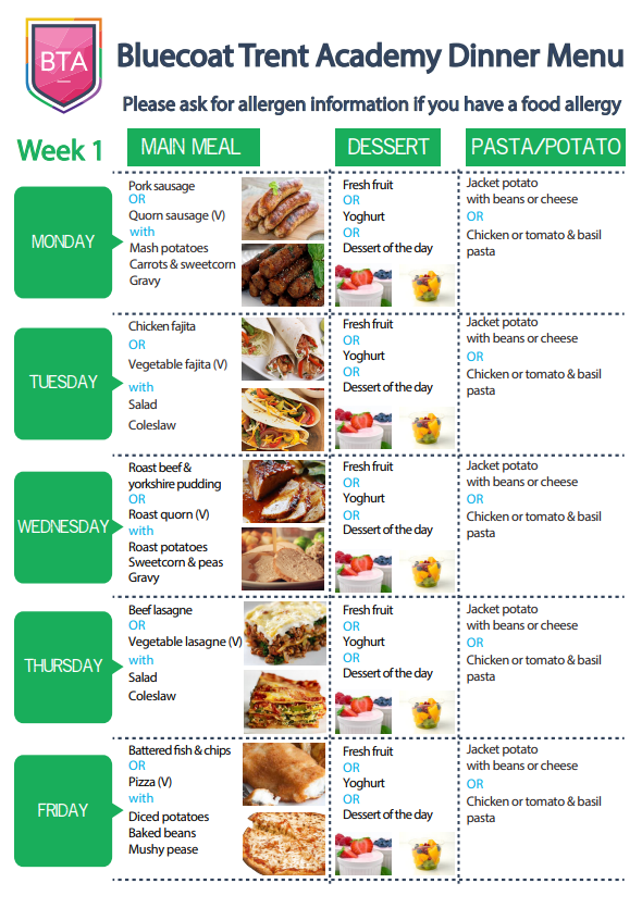 BTA Menu Week 1