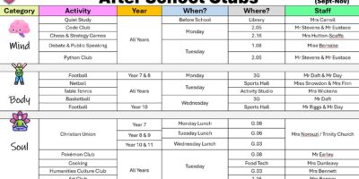 After School Clubs - Autumn Term 1
